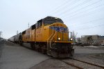 UP SD70M #4367 leads the northbound Cache Valley Local (LCG-41C) just north of 400 N. off of 600 W. in Logan, Utah. April 13, 2022